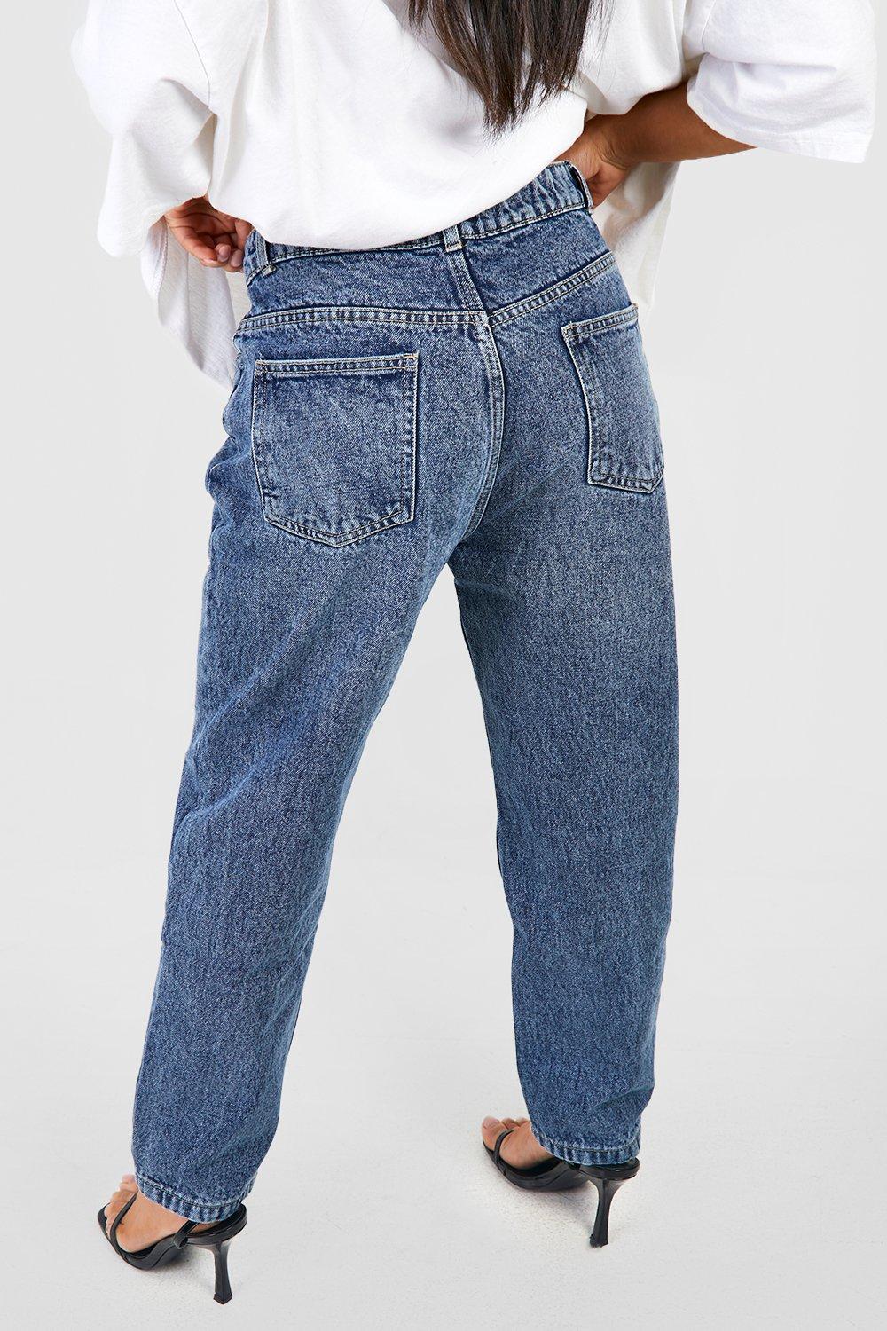 Petite mid hot sale blue mom jeans